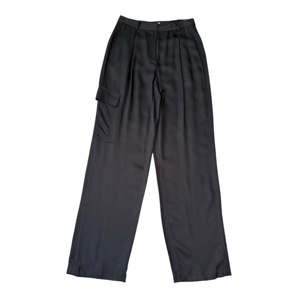 NEW Nordstrom Women's Cargo Wide-Leg Pants Black Size 2 High Waist Casual NWOT
